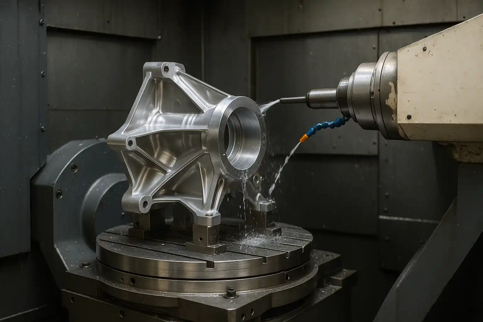 複雑な航空宇宙または医療用金属部品の5軸CNC加工