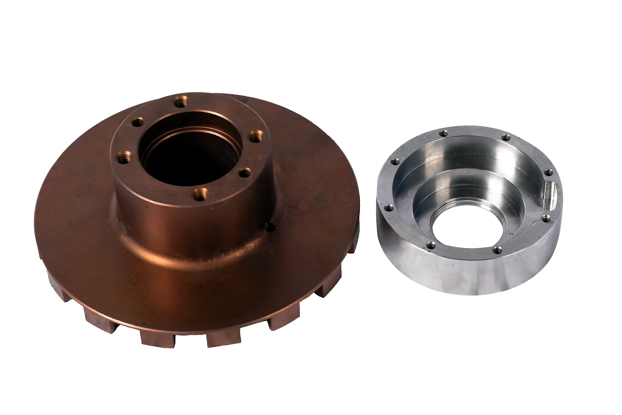 Plated metal parts showing different surface finish appearances