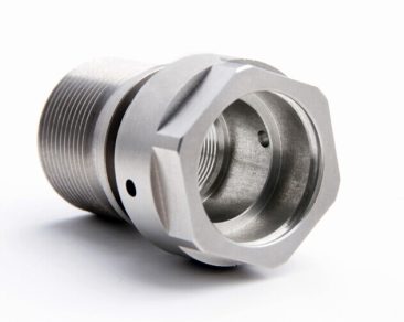 CNC turned aluminum component with threaded connection