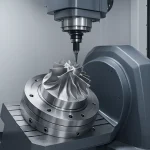 5 axis CNC machine machining a metal part