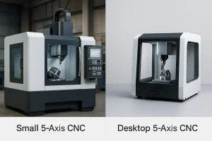 Side-by-side comparison of small and desktop 5-axis CNC machines