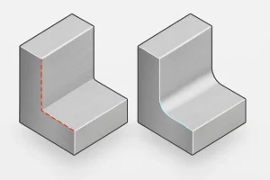 Comparison of internal corner designs for 5-axis CNC machining

