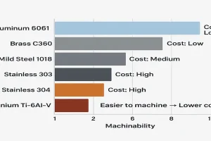 Bar chart comparing the machinability of different materials used in CNC machining.