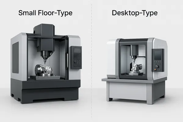 Comparison of small floor-type and desktop 5-axis CNC machines