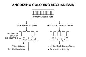 Diagrama de mecanismos de coloración anodizada