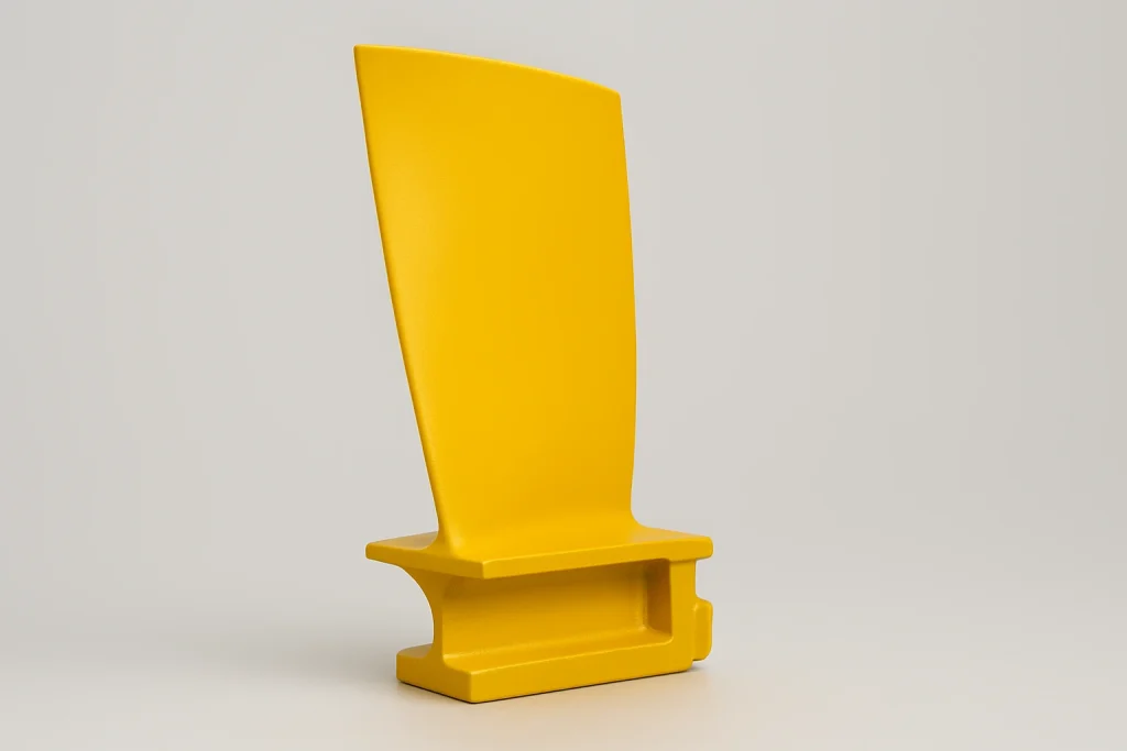 Liquid Painted Aluminum Compressor Blade in Yellow for Custom Aesthetic Finish