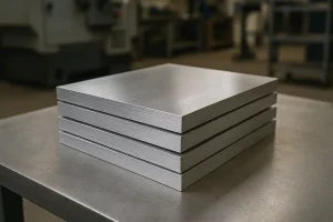 CNC加工用に用意された6061アルミニウムの積層板。