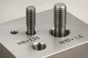 メートルネジ穴M8×1.25およびM10×1.5、金属ブロックの適合ボルト付き