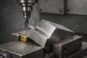 Angle milling with a small end mill on a tilted workpiece in a CNC vise