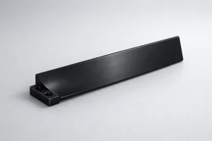 black anodized aluminum CNC bracket with long matte brushed surface