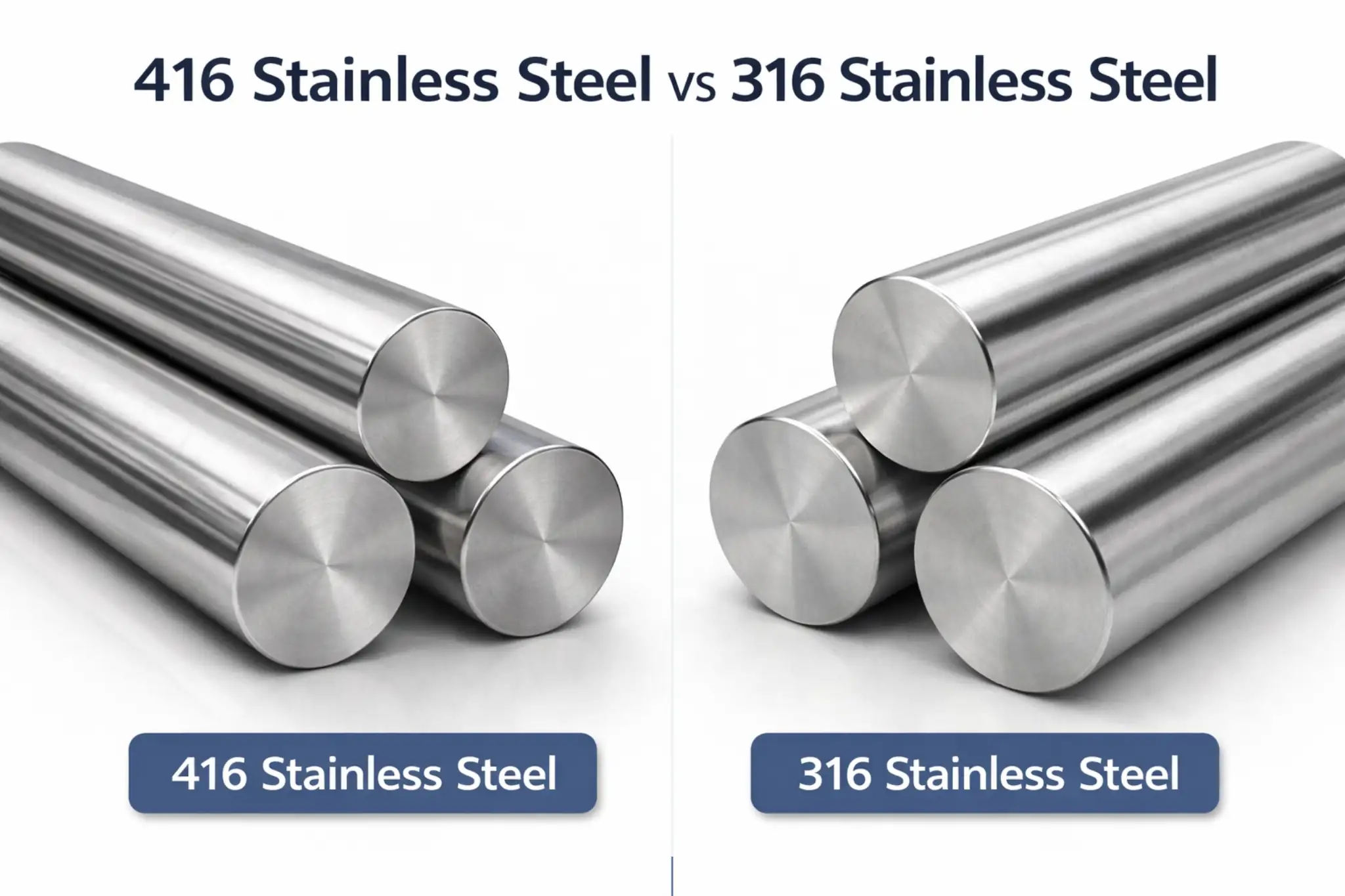 Comparison cover image of 416 and 316 stainless steel round bars