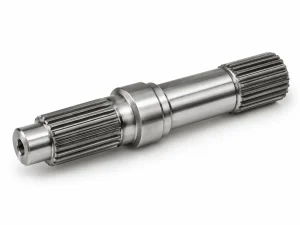 Machined spline shaft with longitudinal teeth for torque transmission