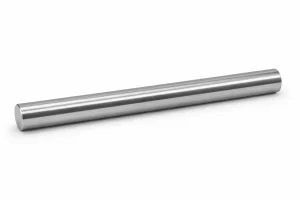Machined straight shaft with a uniform diameter and smooth turned metal surface