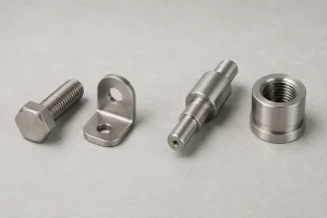 18-8 vs 303 stainless steel selection showing hardware parts and CNC turned components