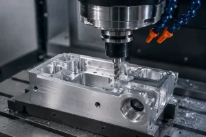 CNC machining cost example showing aluminum housing milling process
