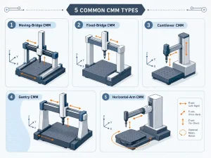 Comparison diagram of five common coordinate measuring machine types