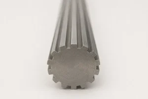 Close-up of a straight-sided spline shaft with parallel tooth flanks