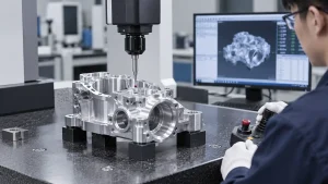 CMM-Prüfung eines präzisionsgefertigten CNC-Aluminiumteils