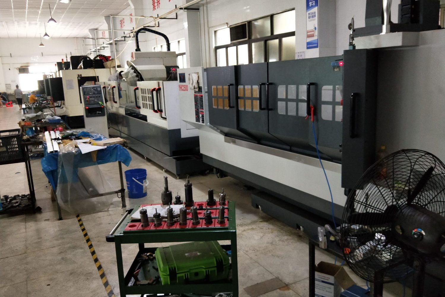 Advanced CNC machining center workshop with vertical machining centers